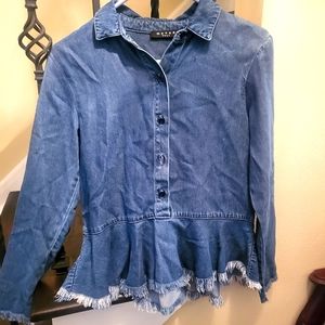Maven West  jean shirt -adorable soft denim shirt with fray accents. Size XS